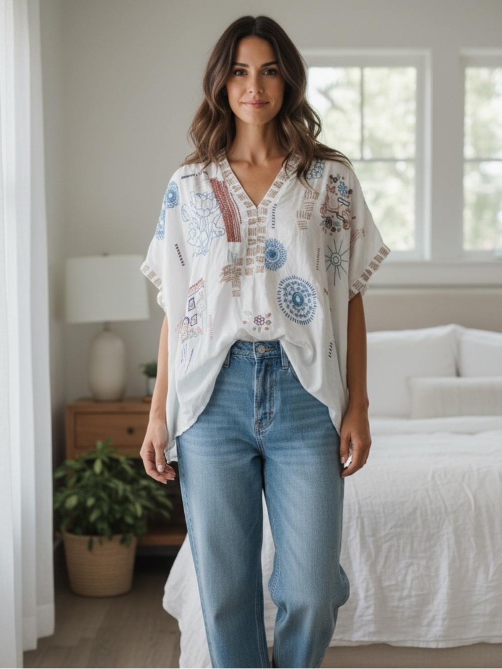 Johnny Was Elettra Blouse Pete & Greta Embroidered Boho Art Top